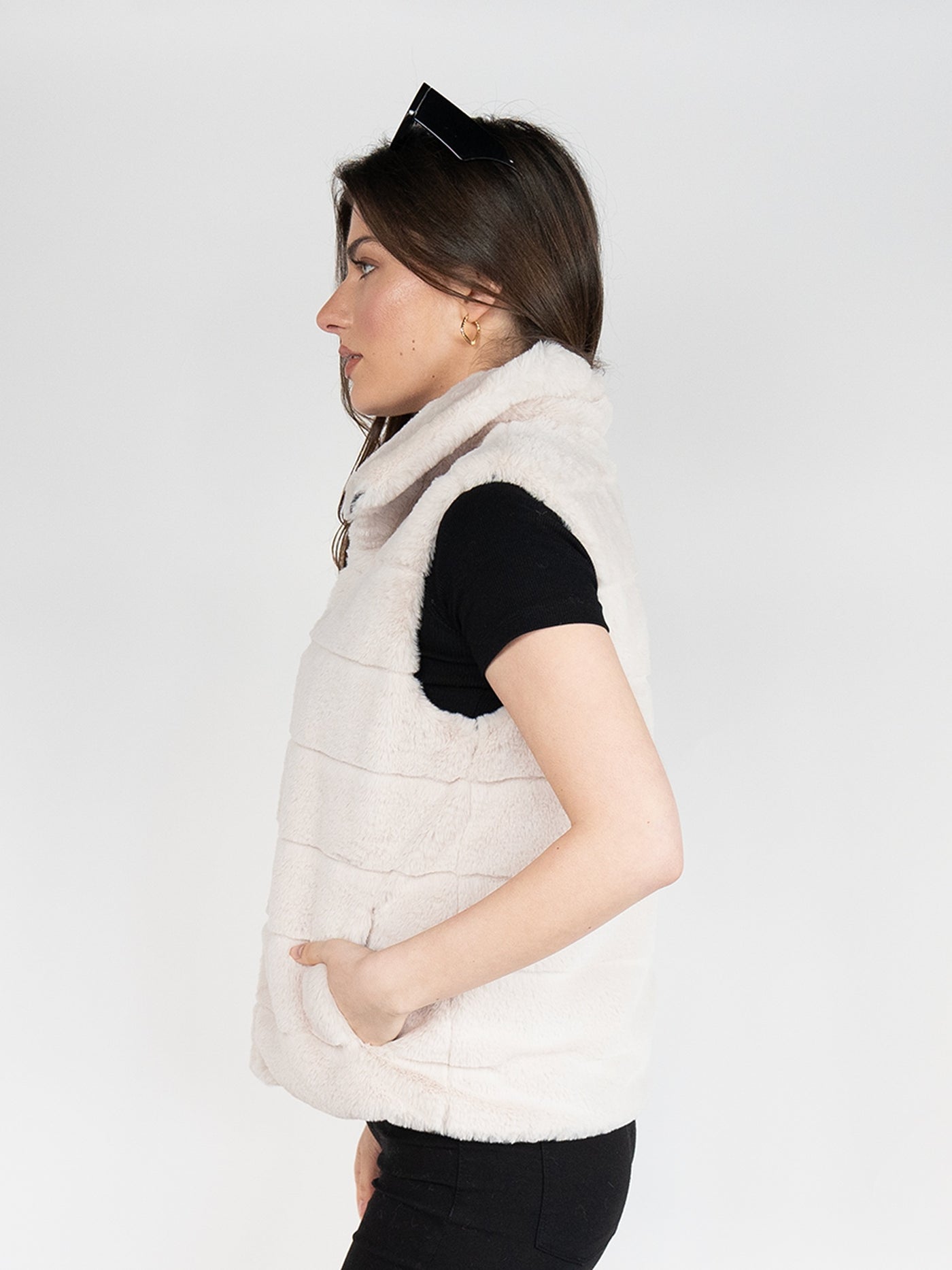 Reversible Faux Fur Vest in Ivory