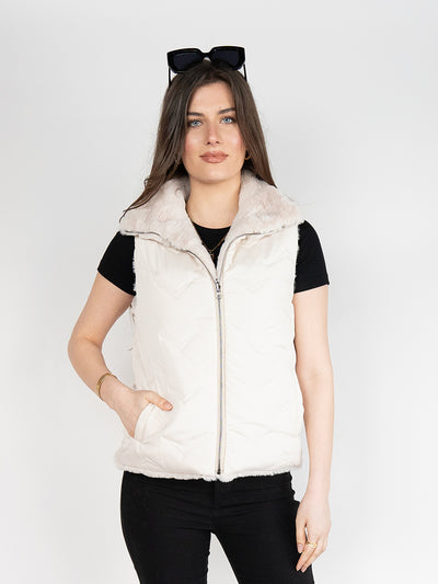 Reversible Faux Fur Vest in Ivory