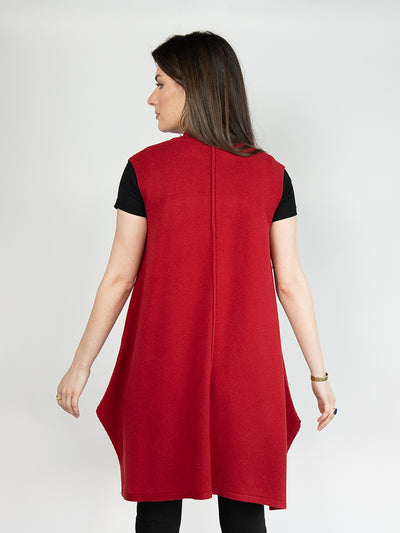 Women 's Sleeveless  Cardigan in Red
