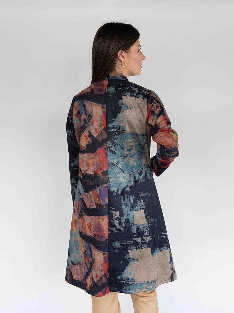 Printed Long Cardigan in  Multi Colors