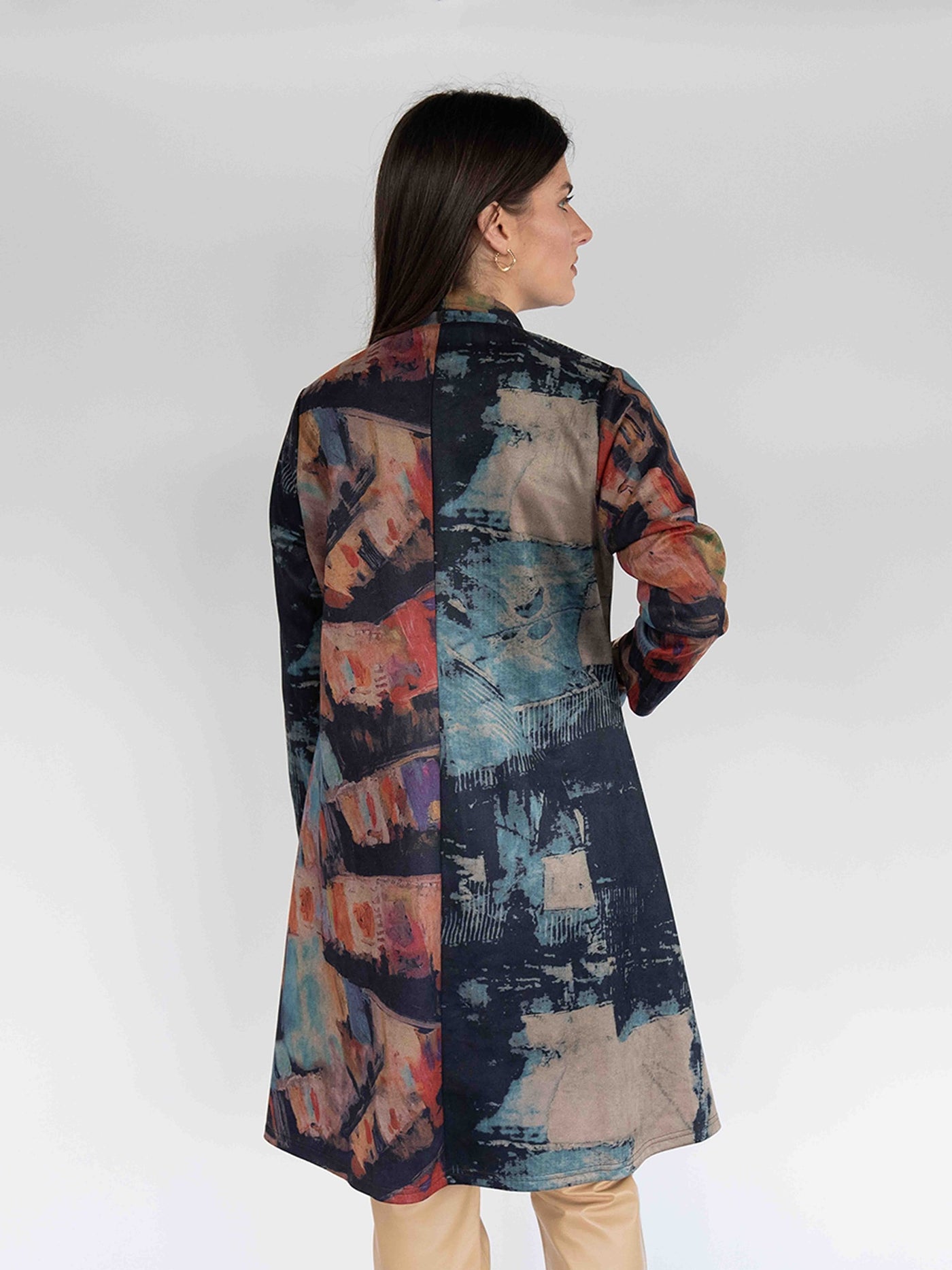 Printed Long Cardigan in  Multi Colors