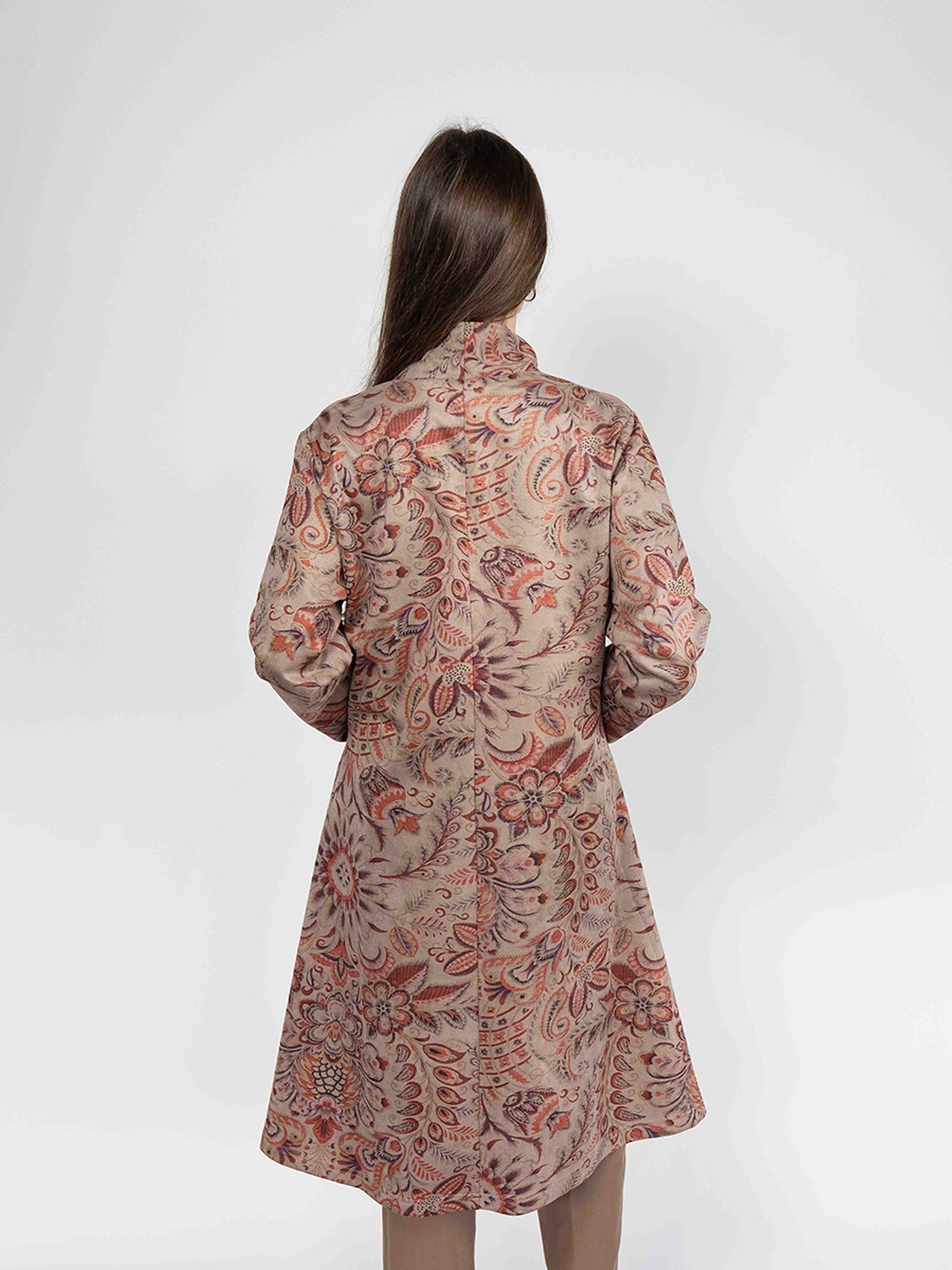 Printed Long Cardigan in  Brown