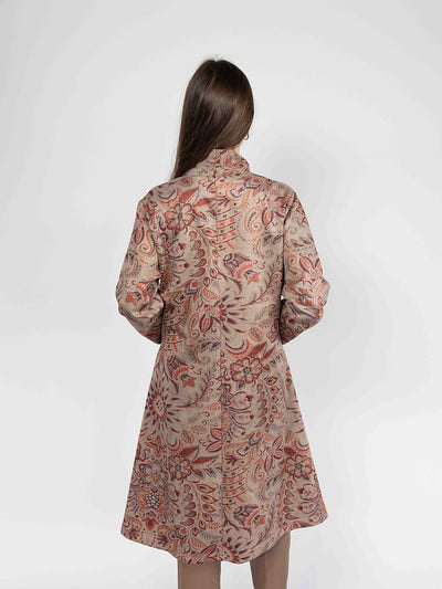 Printed Long Cardigan in  Brown