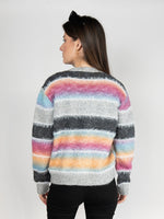 Load image into Gallery viewer, Women Cardigan Sweater in Multi  Colors-Block Print