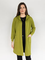 Load image into Gallery viewer, Women  Knitted Hoodie Cardigan  in Lime Green ,Open Front with Back Details