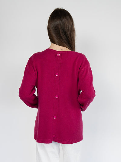 Women  Sweater  in Pink , Crew Neck with Back Details