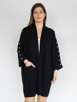 Load image into Gallery viewer, Poncho Cardigan in Black with Beads on the Sleeves