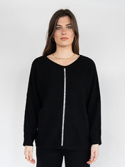 Women  Sweater  in Black , Crew Neck