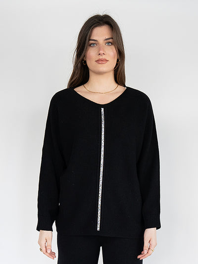 Women  Sweater  in Black , Crew Neck