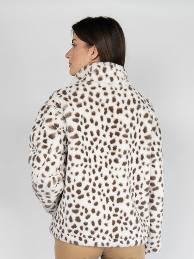 Reversible Faux Fur Coat in Cream  Leopard print
