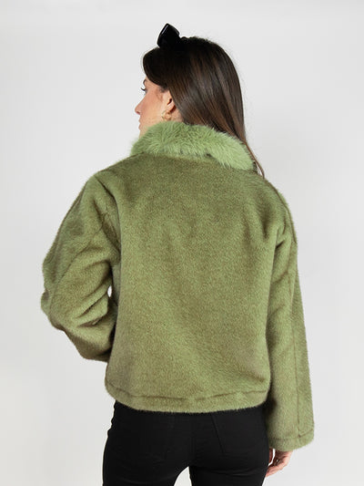 Faux Fur Coat in Green