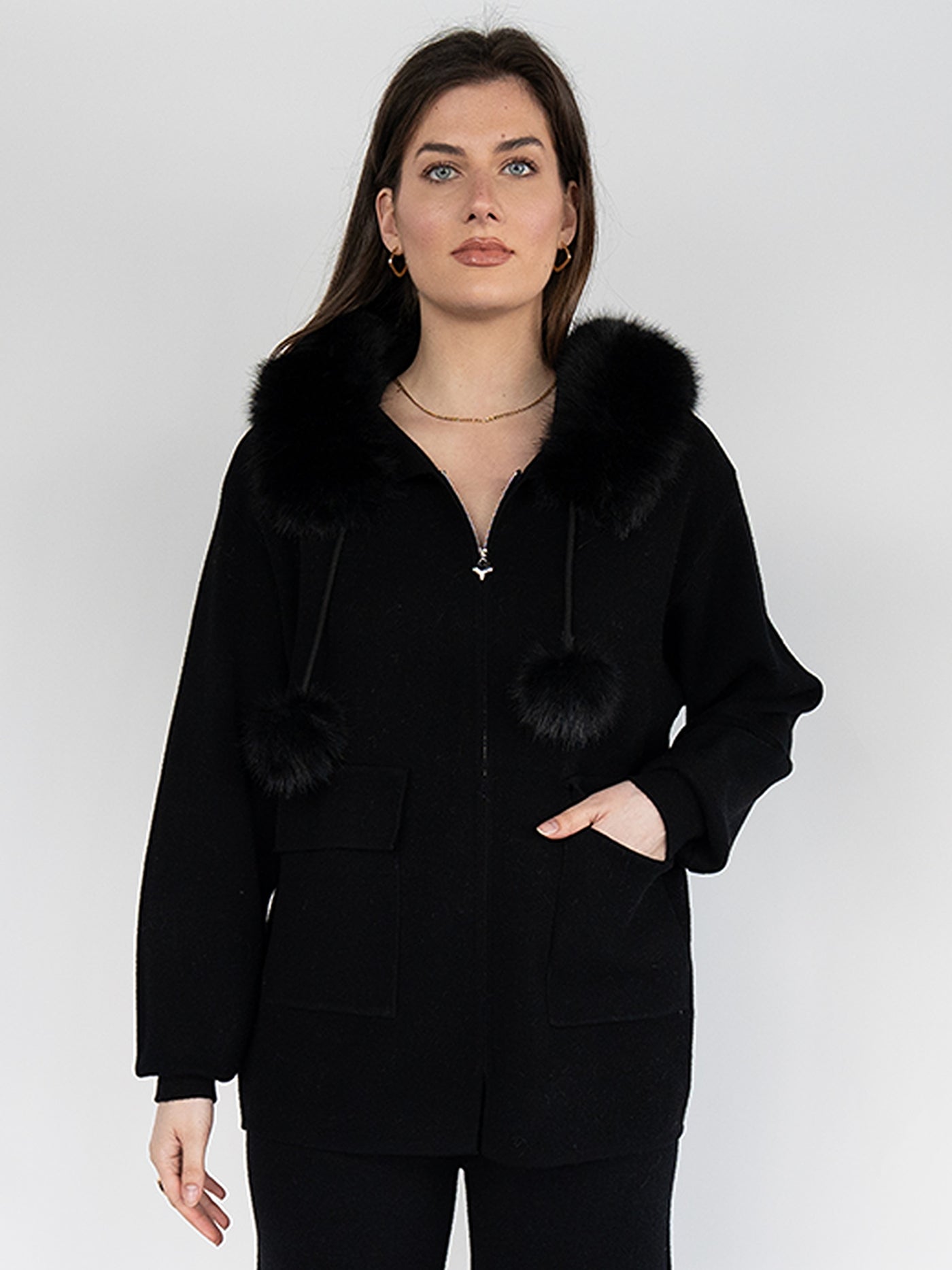 Women Sweater Hoodie in Black