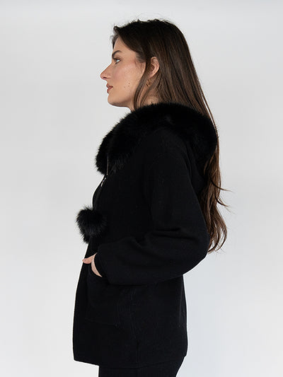 Women Sweater Hoodie in Black