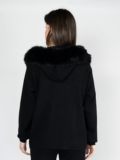 Women Sweater Hoodie in Black