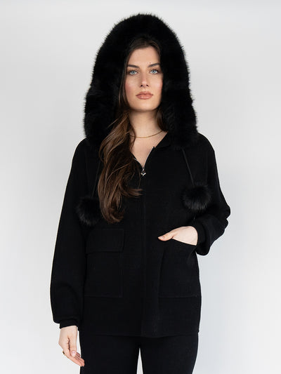 Women Sweater Hoodie in Black