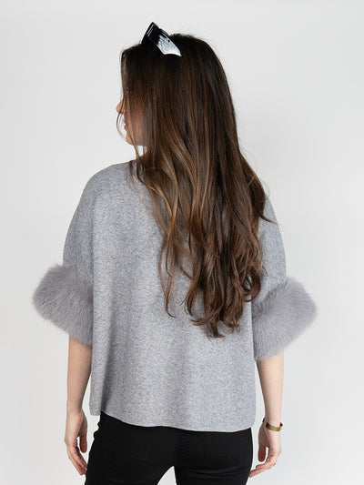 Women Short Sweater  Coat in Light Grey , Open Front with Stand Collar