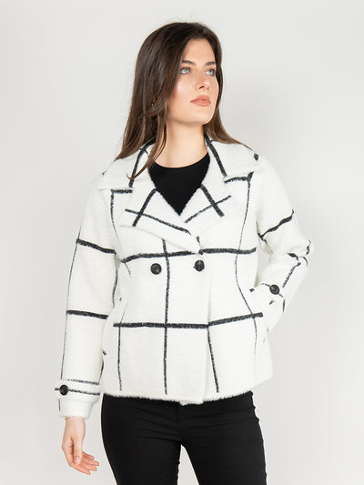 Short Jacket  in White & Black Plaid Print