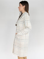 Load image into Gallery viewer, Long Coat  in Cream with Plaid Print