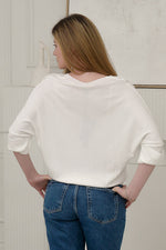 Load image into Gallery viewer, Women Short Sleeves  V- Neck Knitted Top in White