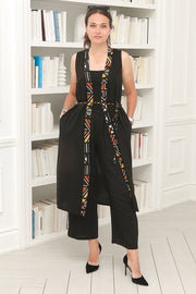 Women  Sleeveless Kimono Coverup  in Black