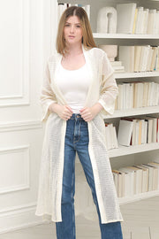 Women Long Net Coverup in Cream