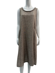 Women Sleeveless ,Crew  Neck  Dress in Taupe