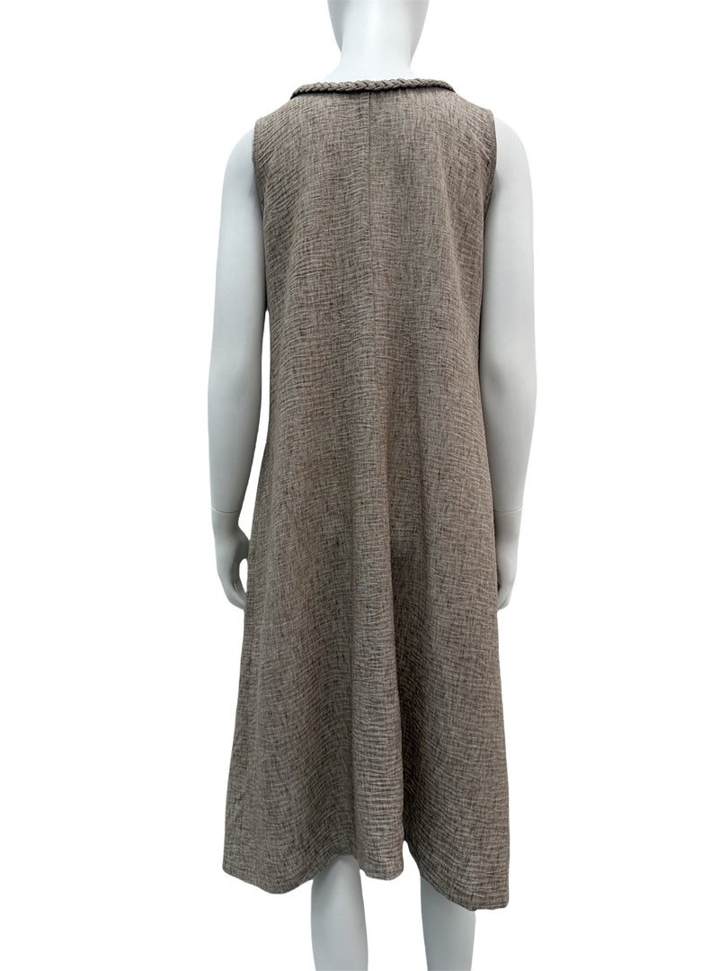 Women Sleeveless ,Crew  Neck  Dress in Taupe