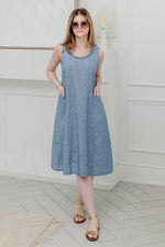 Load image into Gallery viewer, Women Sleeveless ,Crew  Neck  Dress in Baby Blue