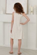 Load image into Gallery viewer, Women  Sleeveless , Crew Neck with knitted openwork  Dress in Beige
