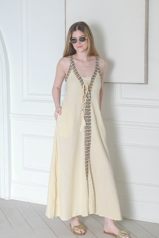 Women's Casual Slip Dress  In Beige
