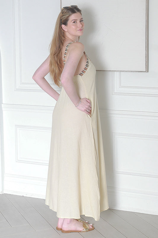 Women's Casual Slip Dress  In Beige