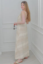 Load image into Gallery viewer, Women's Casual Slip Dress  In Cream with Checkered
