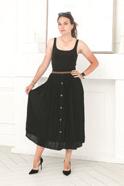 Women One Size Pleated Skirt in  Black
