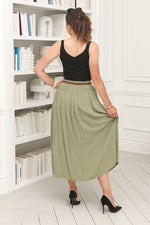 Load image into Gallery viewer, Women One Size Pleated Skirt in  Avocado Green