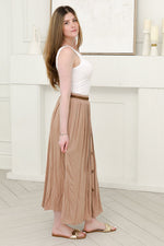 Load image into Gallery viewer, Women One Size Pleated Skirt in Khaki