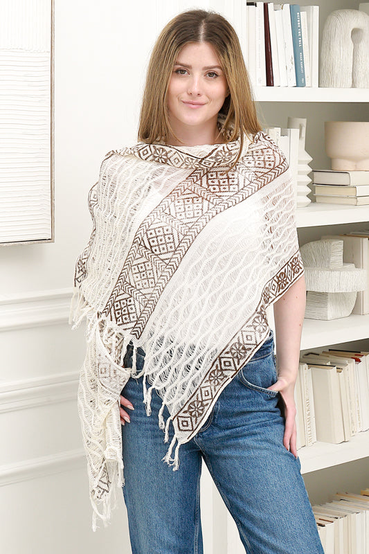 Women ' Scarf in Cream Printed