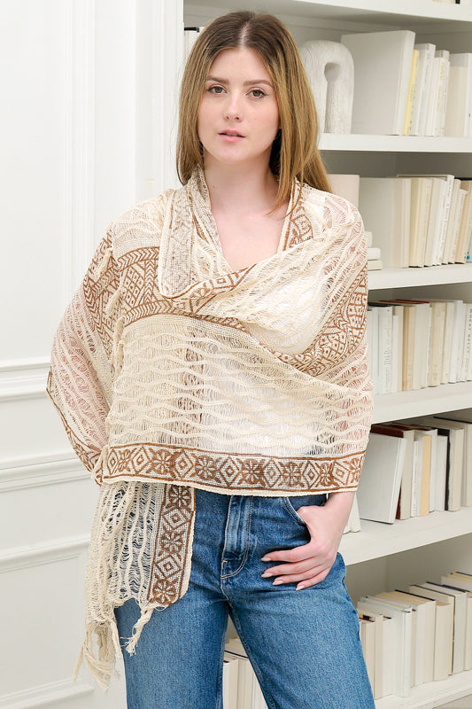 Women ' Scarf in Beige Printed