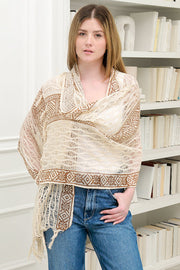 Women ' Scarf in Beige Printed