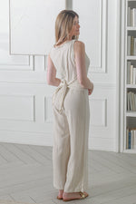 Load image into Gallery viewer, Women Sleeveless V-Neck Jumper Suit in Beige