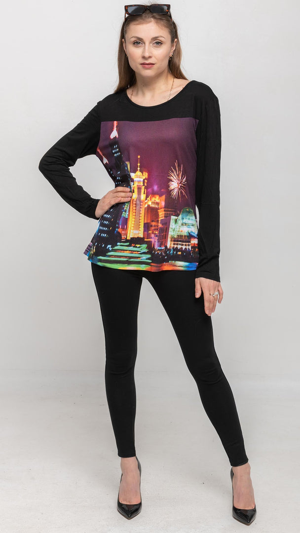 Buy Women's Long Sleeve Round Neck Printed Tops Online - Nikky Apparels