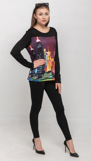 Buy Women's Long Sleeve Round Neck Printed Tops Online - Nikky Apparels