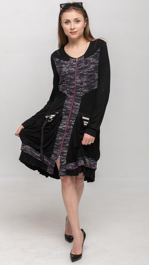 Buy Women's Black Long Sleeve Zip-Up Dresses Online - Nikky Apparels