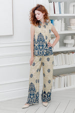 Load image into Gallery viewer, Women Two Pcs Pants Set in Navy Prints