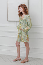 Load image into Gallery viewer, Women Two Pcs Short Set in Green Floral Prints