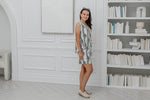Load image into Gallery viewer, Women Two Pcs Short Set in Cream with Navy Prints