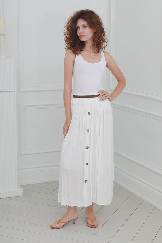 Women One Size Pleated Skirt in  White