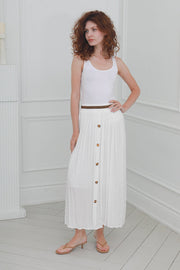Women One Size Pleated Skirt in  White