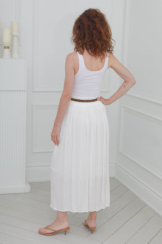 Women One Size Pleated Skirt in  White