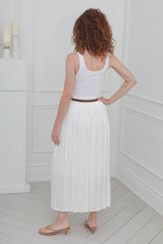 Women One Size Pleated Skirt in  White