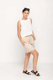 Women Casual Shorts in Beige